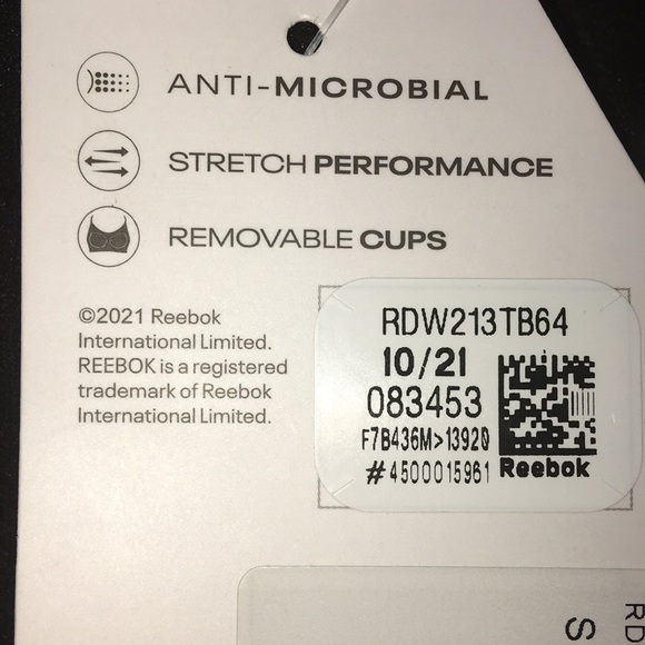 NWT Reebok Sports Bra Sz S 4-6 - Picture 3 of 5